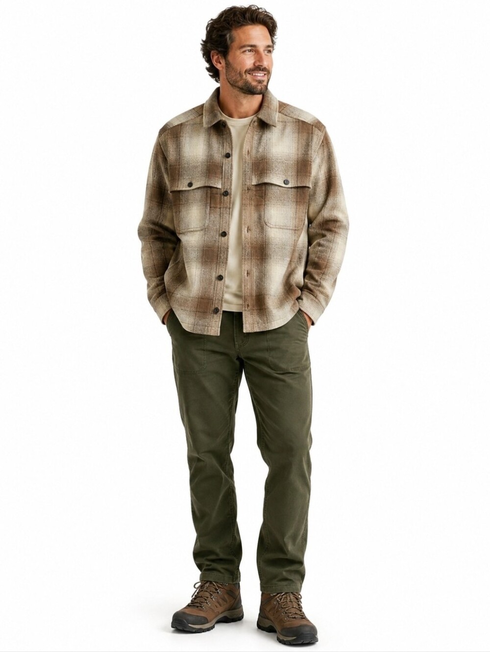 Pendleton Heston Coat 2XL Tan Brown Ombre Plaid 100% Virgin Wool Jacket RK354